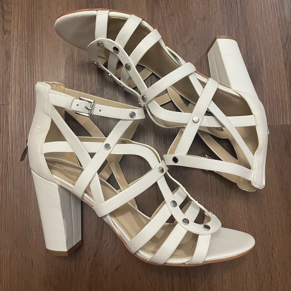 Marc Fisher white cage booties